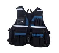 Sharplace Gilet porte-outils organisateur, réglable, ergonomique, utilitaire et confortable, sac à outils pour électricien, charpentier et plombier, Bleu et Noir