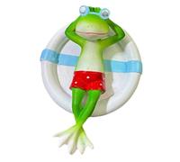 Sharplace Grenouille flottante sur bouée décorative 5,5 x 4,3 pouces, polyvalente pour la décoration intérieure, accessoire peint à la main, statue en résine