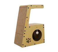 Sharplace Griffoir en Carton pour Chat, maisonnette pour Chat à Trois Niveaux, cachette Polyvalente, Structure d'escalade, nid pour Le Repos et, avec Boule Suspendue