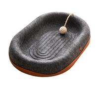 Sharplace Griffoir pour Chat en Feutre, Zone de Jeu multifonctionnelle, zéro Perte de Poils, avec Bord surélevé, Confortable, avec Boule de Jute réversible, Ovale Noir
