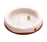 Sharplace Griffoir pour Chat en Feutre, Zone de Jeu multifonctionnelle, zéro Perte de Poils, avec Bord surélevé, Confortable, avec Boule de Jute réversible, Rond Blanc