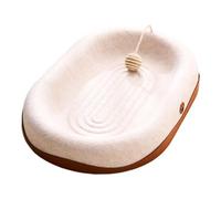 Sharplace Griffoir pour Chat en Feutre, Zone de Jeu multifonctionnelle, zéro Perte de Poils, avec Bord surélevé, Confortable, avec Boule de Jute réversible, Ovale Blanc