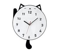 Sharplace Horloge Murale décorative à Pendule en Forme de Chat, Mignonne et Moderne, avec Queue pivotante, décoration Murale pour Salon, Blanc