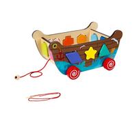 Sharplace Jeu de tri de Formes en Bois, Chariot à Tirer, Jeu d'association et de Perles à Enfiler pour Enfants d'âge préscolaire, avec La Géométrie