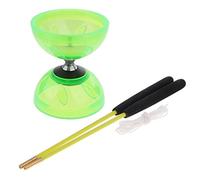 Sharplace Jeux de -Triple Roulement Diabolo avec des Baguettes en Caoutchouc Jouet Cadeau Enfant, Vert, 13cm