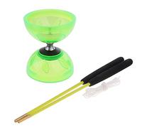 Sharplace Jeux de -Triple Roulement Diabolo avec des Baguettes en Caoutchouc Jouet Cadeau Enfant, Vert, 10,5 cm