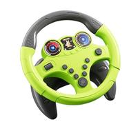 Sharplace Jouet de simulation de volant pour enfants, jouet de conduite avec effets sonores de véhicule, 8,3 x 7,8 x 3,4 pouces, avec ventouse et sangle, Grande Base Verte