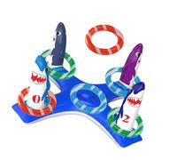 Sharplace Jouet Gonflable de Lancer d'anneaux pour Piscine, Jeu Flottant de Lancer d'anneaux, Accessoires de Piscine de qualité supérieure, Rangement, Requin
