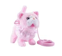Sharplace Jouet pour chat électrique en peluche, enregistrable, avec écharpe, queue qui remue, laisse et chaton chantant. Animal de compagnie électronique, Rose