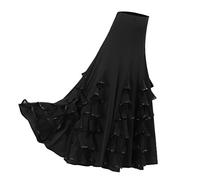 Sharplace Jupe Flamenco Ballroom Danse Robe Jupe Vêtement Déguisment Femme Fille, Noir, comme décrit