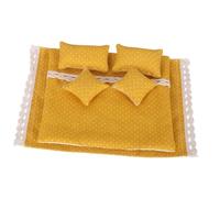 Sharplace literie pour maison poupée à l'échelle 1/12 : drap-housse, couette et oreillers réalistes, décor scène, jouet rôle décoratif, Jaune