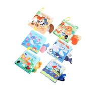 Sharplace Livres en tissu pour bébé, livres sensoriels, jouets d'apprentissage, animaux Montessori, livre froissé pour bébé de 6 à 12 mois, 6 pièces