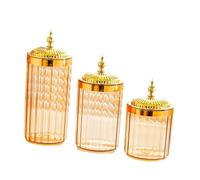 Sharplace Lot 3 bocaux Conservation élégants pour Organiser Votre Garde-Manger et Conserver Vos Aliments (poivrons, pâtes, café, etc.) dans la Cuisine, Pot Ambré à Couvercle Doré