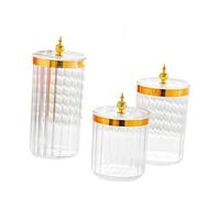 Sharplace Lot 3 bocaux Conservation élégants pour Organiser Votre Garde-Manger et Conserver Vos Aliments (poivrons, pâtes, café, etc.) dans la Cuisine, Pot Transparent à Couvercle Doré