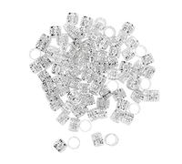 Sharplace Lot de 100pcs Perles de Cheveux Anneaux Manchette de Décoration Bijoux de Cheveux Accessoires de Coiffure, Argent