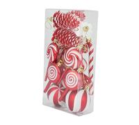 Sharplace Lot de 15 décorations de Noël, Boules de Noël, Cadeaux, pendentifs, sucettes de Noël, Bonbons de Noël pour fêtes d'année, Rouge