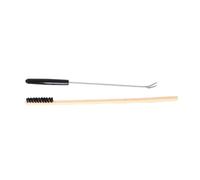 Sharplace Lot de 2 brosses de nettoyage pour cages à oiseaux, outils de nettoyage, fourchette et brosse pour éliminer les excréments d'oiseaux dans les, Manche Noir