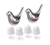 Sharplace Lot de 2 cache-vis en céramique pour toilettes, motif oiseau, décoratif, universel, créatif, installation facile, unique, Argent