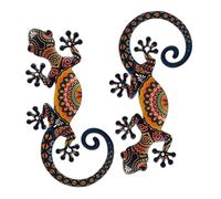 Sharplace Lot de 2 décorations murales en métal représentant Un Gecko, Ornements décoratifs d'intérieur et d'extérieur pour clôture, Bureau, pelouse,