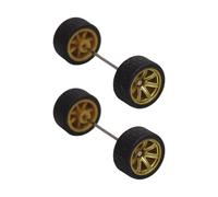 Sharplace Lot de 2 jantes de rechange en alliage à l'échelle 1/64 avec arbre de roulement miniature, jouets pour garçons, accessoires de modèle de voiture, or