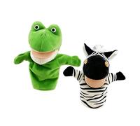 Sharplace Lot de 2 marionnettes à Main d'animaux avec Bouche Mobile, idéales pour raconter et Jouer à des Jeux éducatifs, Grenouille Zèbre
