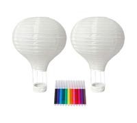 Sharplace Lot de 2 montgolfières Non peintes, Projet de Bricolage avec 12 stylos de Couleur, Lanterne en Papier pour fête prénuptiale, Jeux en Famille