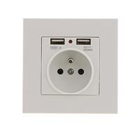Sharplace Lot de 2 Prises Murales, Prise Electrique Murale avec Double USB 5V/2100mA, Prise Encastrable avec 2 Ports de USB Pratique et Manialble
