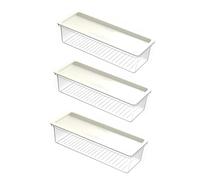 Sharplace Lot de 3 boîtes de rangement transparentes multifonctions pour spaghettis, légumes, ustensiles, accessoires et nouilles, Couvercle Blanc