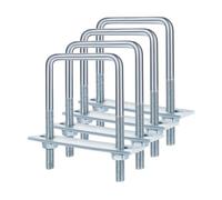 Sharplace Lot de 4 boulons carrés en U avec écrous, Plaque et rondelles, Pince à Angle Droit en U, Professionnelle, Robuste, galvanisée, pour l'entretien, M8 80x100mm