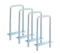 Sharplace Lot de 4 boulons carrés en U avec écrous, Plaque et rondelles, Pince à Angle Droit en U, Professionnelle, Robuste, galvanisée, pour l'entretien, M10 100x145mm