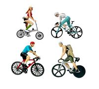 Sharplace Lot de 4 figurines miniatures de cyclistes à l'échelle 1:64, idéales pour dioramas et décorations de bureau.
