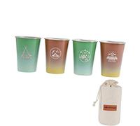 Sharplace Lot de 4 gobelets empilables en Acier Inoxydable pour Camping Sac 350 ML de gobelets réutilisables pour l', la, Vert Rouge