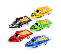 Sharplace Lot de 5 mini bateaux à traction pour enfants, véhicules, jouets de collection, hors-bord, navires à traction pour enfants de 3 ans et plus, cadeau de