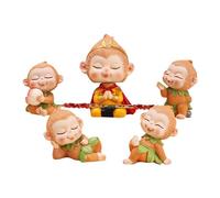 Sharplace Lot de 5 Statues de Singes, Sculptures Du Roi Des Singes, Figurines Miniatures En Résine pour Pelouse