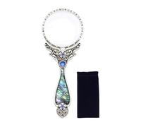 Sharplace Loupe de Lecture Rétro En Verre Grossissant 4x, Outil D'identification Compact En Métal pour Amateurs et Passionnés D'artisanat, Argent antique