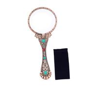 Sharplace Loupe rétro, outil d'identification, loupe vintage légère, aide à la lecture de livres, lentille pour amateurs et personnes âgées, Bronze Rouge