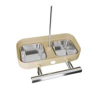 Sharplace Mangeoire pour Oiseaux Bol Suspendu Cage Oiseaux Bol Double en Acier Inoxydable Station d'alimentation Métal Facile à Nettoyer Adaptée pour Petites et, Carré Jaune