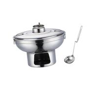 Sharplace Mini Shabu Hot Pot Chafing Dish avec Couvercle, cuillère Ronde pour à Alcool Shabu Pot pour randonnée, réunion de Famille, Restaurant, Argent