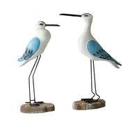 Sharplace Paire de figurines de mouettes en bois, décoration de bureau, accessoire réaliste et polyvalent pour salon, sculpture d'oiseau côtier