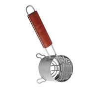 Sharplace Panier à Charbon en Acier Inoxydable, Porte-Charbon avec poignée en Bois, Accessoire de Barbecue, Panier à feu pour fumoir et Cuisson des Aliments, 26cmx14cm