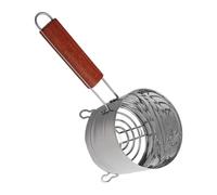 Sharplace Panier à Charbon en Acier Inoxydable, Porte-Charbon avec poignée en Bois, Accessoire de Barbecue, Panier à feu pour fumoir et Cuisson des Aliments, 30 Cm X 13.9 Cm