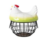 Sharplace Panier à œufs En Forme de Poule avec Couvercle, Porte-œufs de Comptoir, Ornement de Table pour Légumes et Fruits, Vert Noir