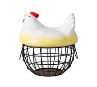 Sharplace Panier à œufs En Forme de Poule avec Couvercle, Porte-œufs de Comptoir, Ornement de Table pour Légumes et Fruits, Jaune Noir