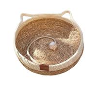 Sharplace Panier Rond tissé à la Main pour Chat, Accessoire de Couchage pour Animaux de Compagnie, avec Corde de Jeu, grattoir à balles, lit pour Chiots, Petits, S