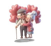 Sharplace Panneau de Table plat en acrylique 2D pour Couples âgés, cadeau d'anniversaire, ornement de saint-valentin, léger avec Base, 7x7,8 pouces, romantique