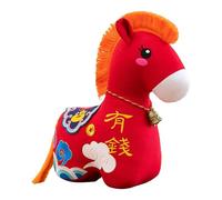 Sharplace Peluche Cheval, Souvenir, Mascotte, Centre de Table, Symbole de bénédiction du Zodiaque Chinois, pour Le Salon, Les Adultes et Les Enfants, Un, Rouge Orangé 12 Cm
