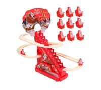 Sharplace Père Noël électrique grimpant à l'escalier, jeu de toboggan, décoration de bureau, Père Noël créatif grimpant à l'échelle pour enfants, cadeau, avec 12 Figurines de Père Noël