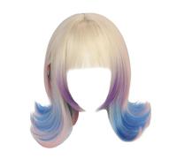 Sharplace Perruque Cosplay avec 2 Clips avec Tenue Bleu Violet Déguisement Blonde Mixte Ombre Perruque Courte pour Halloween Spectacle Fête
