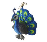 Sharplace Porte-clés en peluche paon, breloque de sac, drôle, adorable, mignon, créatif, poupée en peluche, breloque de sac à dos pour sac à main, cadeau, Bleu