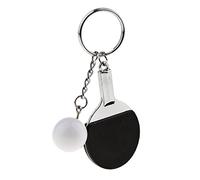 Sharplace Porte-clés Raquette de Table Tennis avec Balle, Porte-clés en Métal 6 x 3,7 cm - Noir
